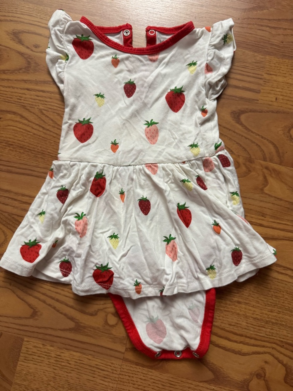 Kyte BABY Twirl Bodysuit Dress - Strawberry Print